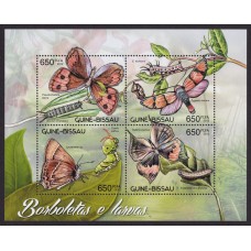 GUINEA BISSAU HOJA BLOQUE ESPECIAL NUEVA MINT FLORES MARIPOSAS